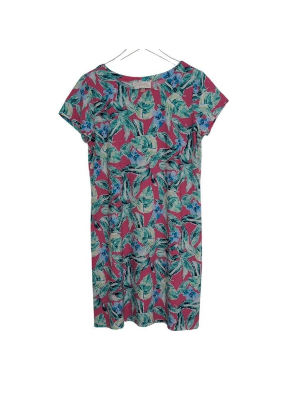 Cappagallo Floral Dress Womens Size Large Pink Tropical Cruise Resort Shift
